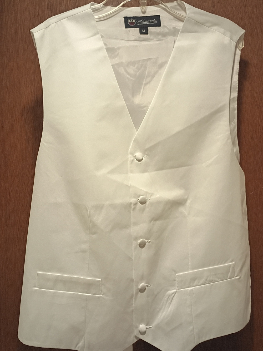 Milano White Men's Dress Vest - Classic V-Neck Button Front